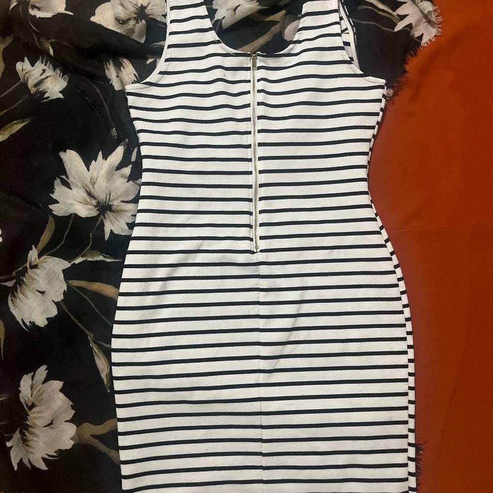 Striped bodycon Zip up Dress